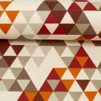 Beschichtete Baumwolle "Leona" Dreiecke orange, grau, burgunder